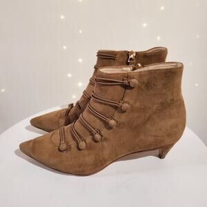 Nine West Zadan Suede Leather Kitten Heel Ankle Boots Size 6 Steampunk Victorian